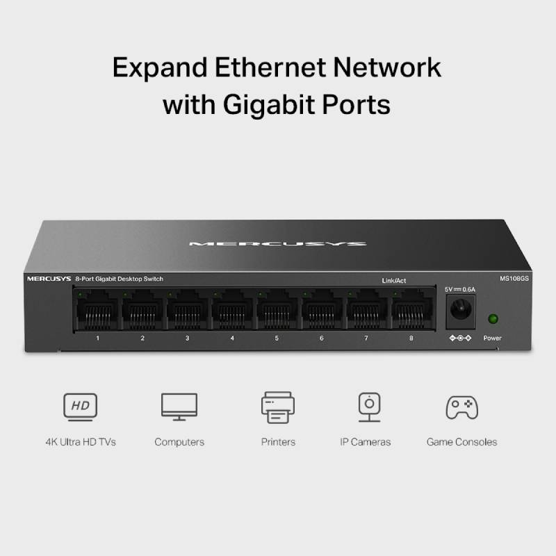 Switch MERCUSYS MS108GS Gigabit 8 Ports Boîtier Métallique - Image 5
