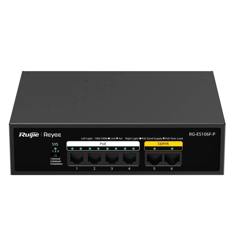 Switch RUIJIE REYEE RG-ES106F-P 6 Ports 10/100 Mbps PoE - Noir