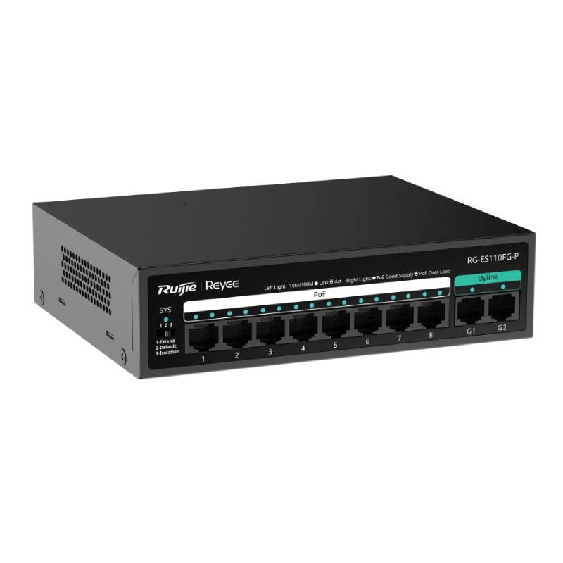 Switch RUIJIE RG-ES110FG-P PoE 8 ports 10/100 Mbps + 2 ports Gigabit - Image 2
