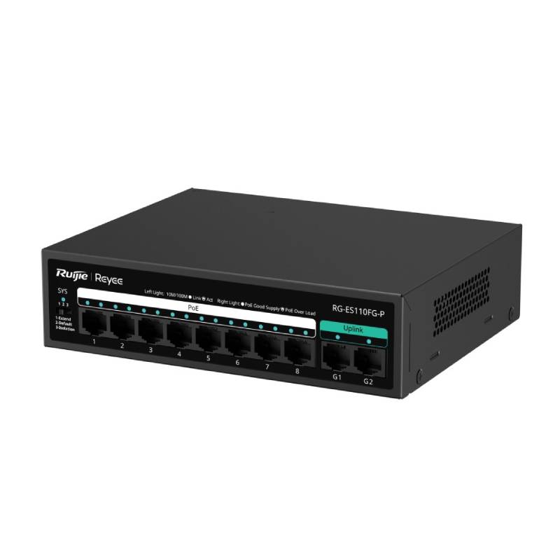 Switch RUIJIE RG-ES110FG-P PoE 8 ports 10/100 Mbps + 2 ports Gigabit - Image 3