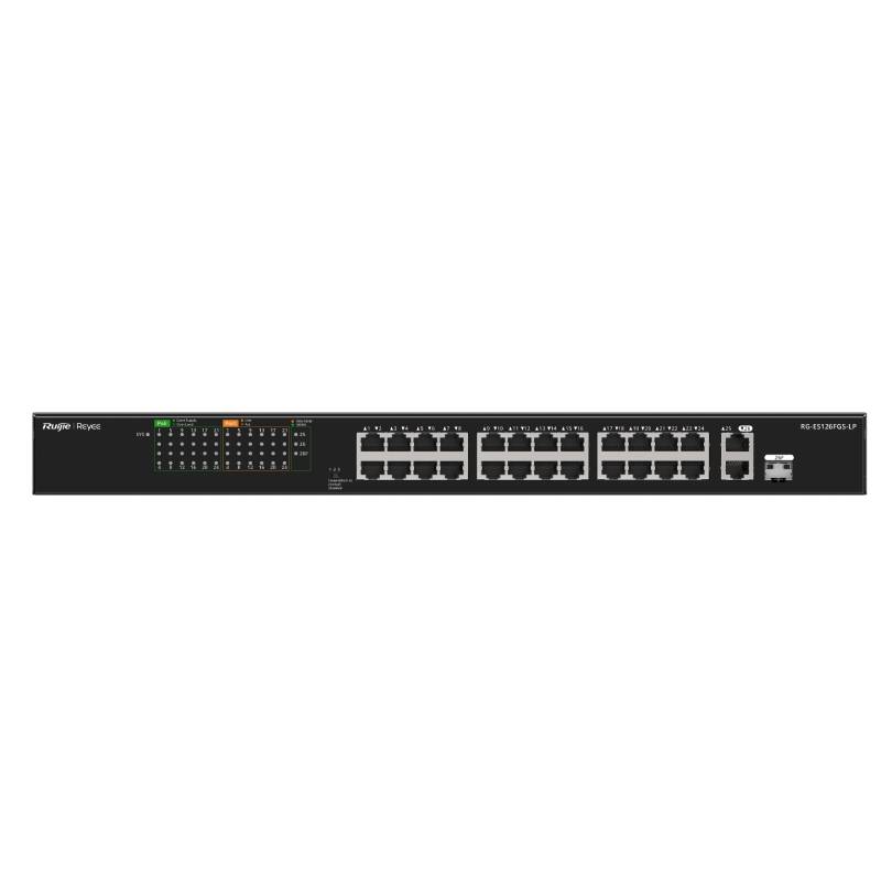 Switch RUIJIE RG-ES126FGS-LP PoE 24 ports 10/100 Mbps + 2 Gigabit