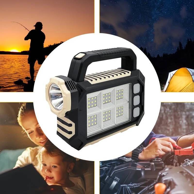 Lampe de travail LED portable 3 en 1 rechargeable par USB et énergie solaire - Image 2