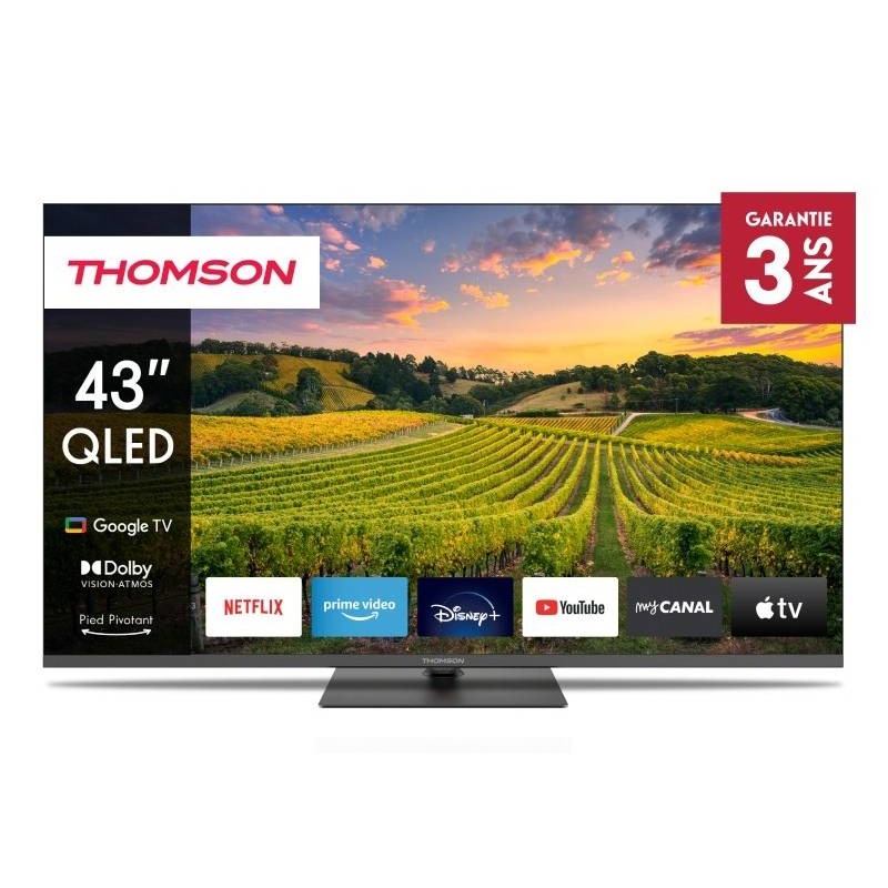 TV Thomson 43" 43QG5C14 QLED UHD 4K  Google Tv - Gris foncé