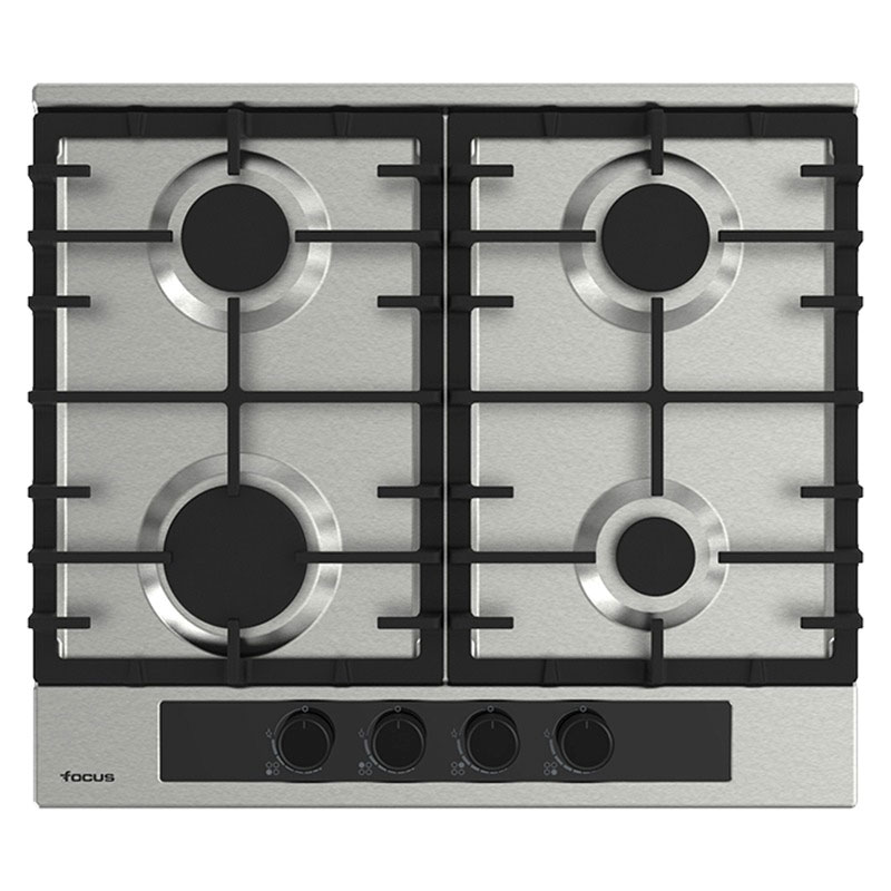 Focus F 8002XS - Plaque gaz 4 feux, 60 cm, avec thermocouple, Inox, Photo boutique MyTek chez MyTek