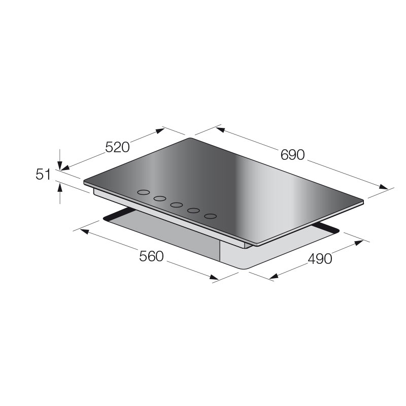 Plaque De Cuisson Encastrable FOCUS F406B 5 feux 70 cm - Noir - Image 3