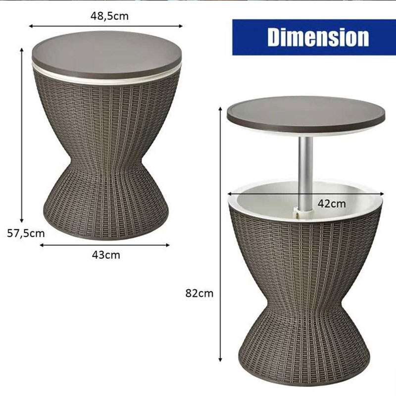Table En PVC Avec Glacière 30 Litres - Marron - Image 2