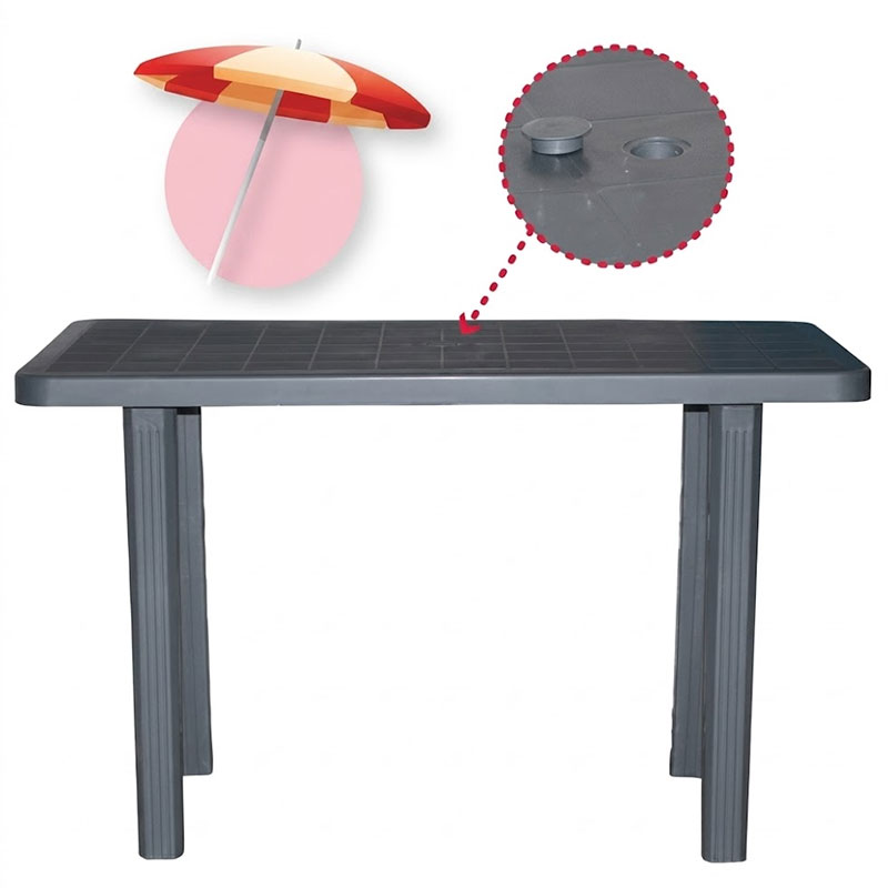 Table Plastique Hawai 120x78cm - Gris - Image 2
