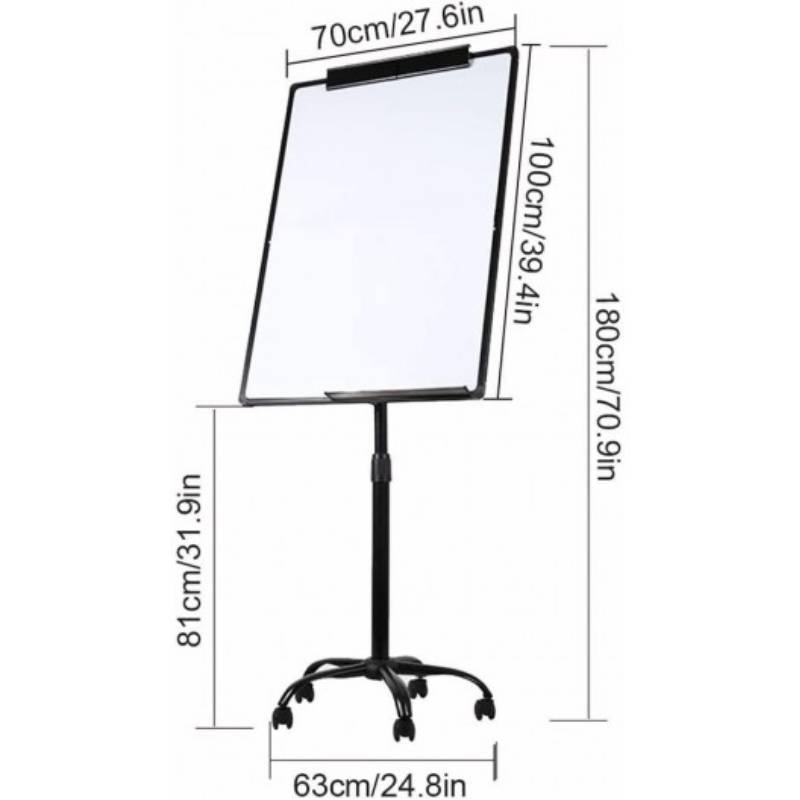 Tableau Blanc 70 x 100 cm Chevalet Mobile Magnétique Blanc - Image 2