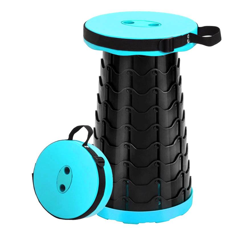 Tabouret Télescopique Pliable pour Camping et Plage - Bleu Ciel
