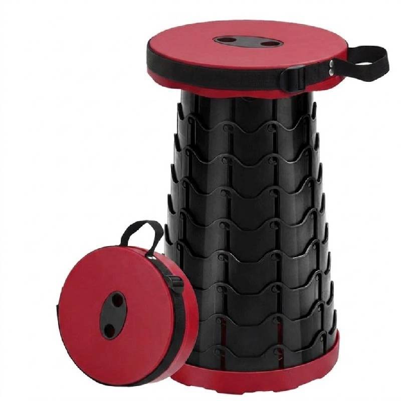 Tabouret de camping pliable télescopique – rouge