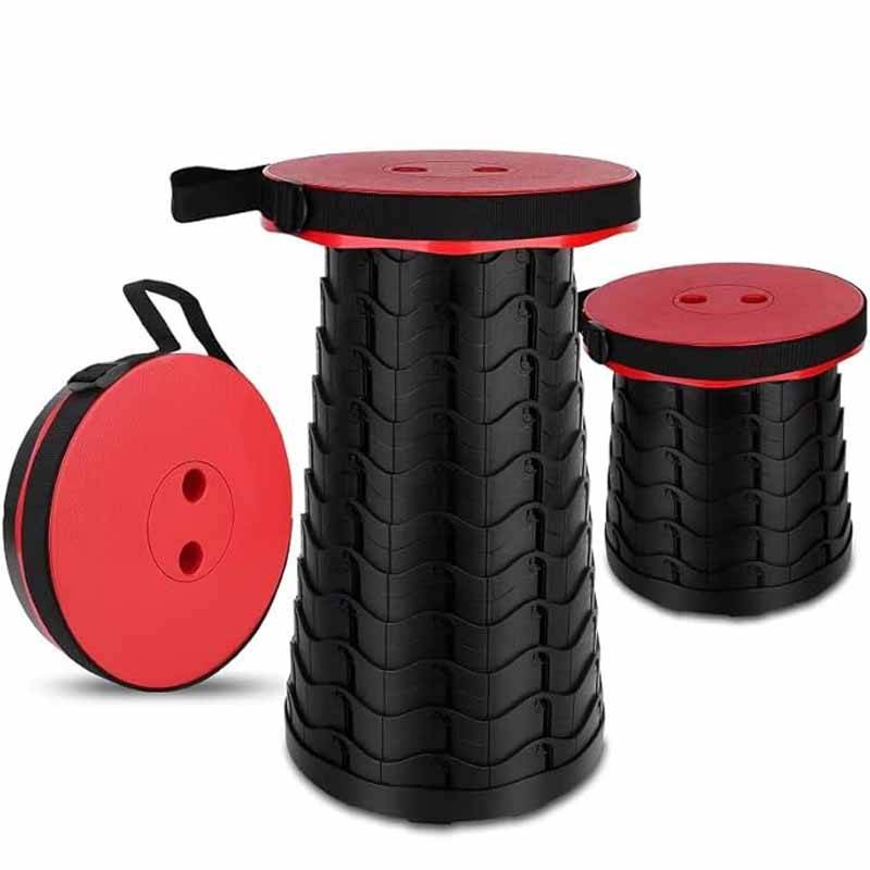 Tabouret de camping pliable télescopique – rouge - Image 2