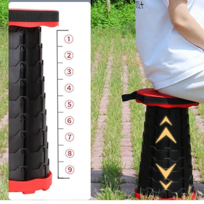 Tabouret de camping pliable télescopique – rouge - Image 3