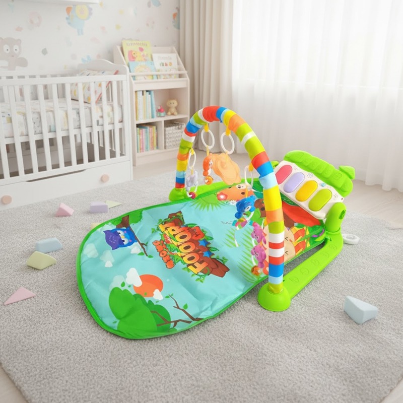 Tapis D'éveil Multifonction Piano Fitness Rack Pour Bébé - Vert - Image 3