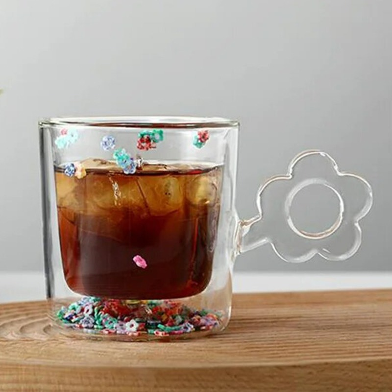 Tasse A Café Double Paroi Fleur - Blanc - Image 2