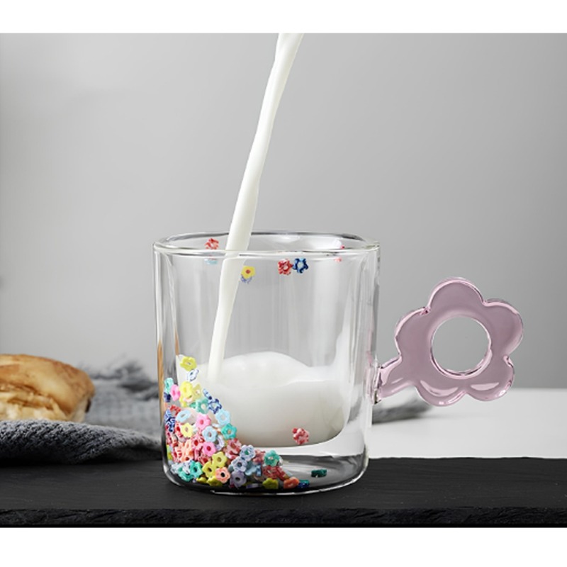 Tasse A Café Double Paroi Fleur - Rose - Image 2