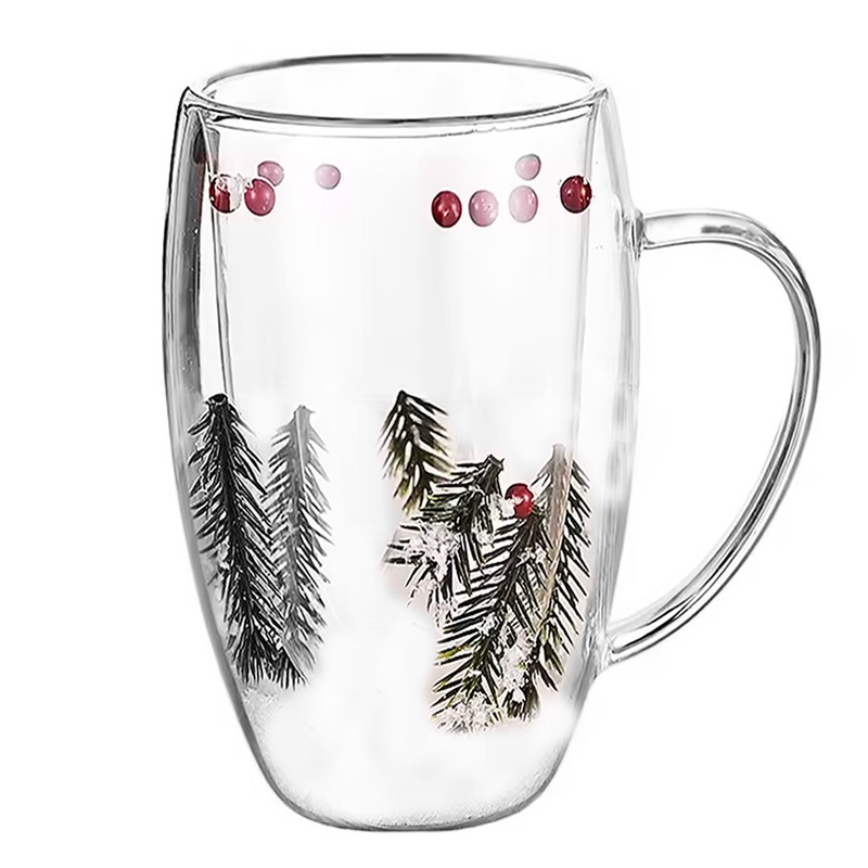 Tasse A Café Double Paroi Fleur Sapin - 400ml