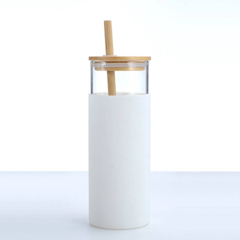 Tasse En Verre Avec Couvercle et Paille - Blanc - Image 2