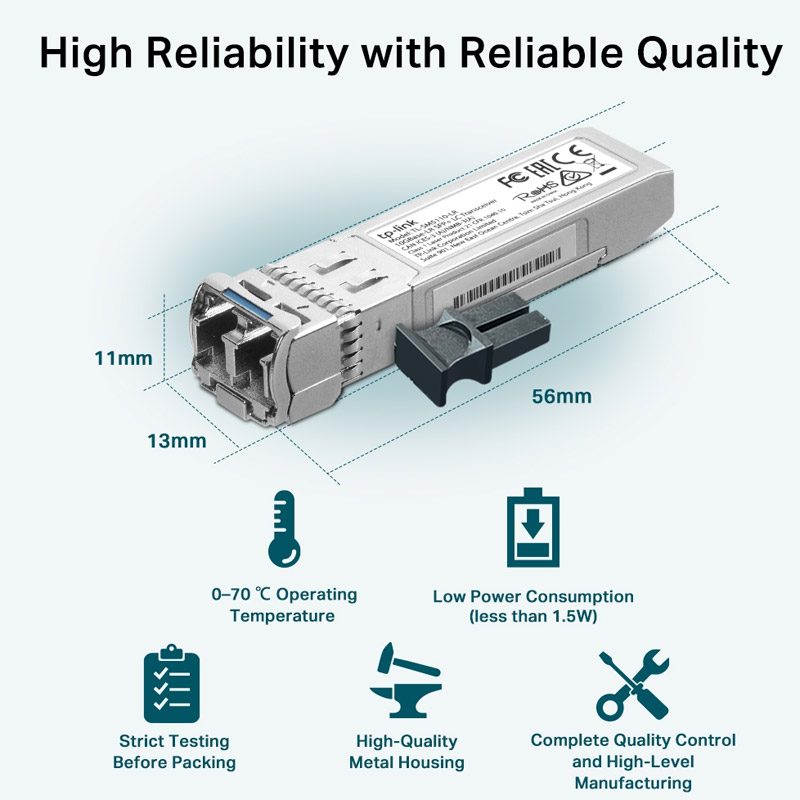 Module TP-LINK TL-SM5110-LR Émetteur-récepteur LC SFP+ 10GBase-LR - Image 6