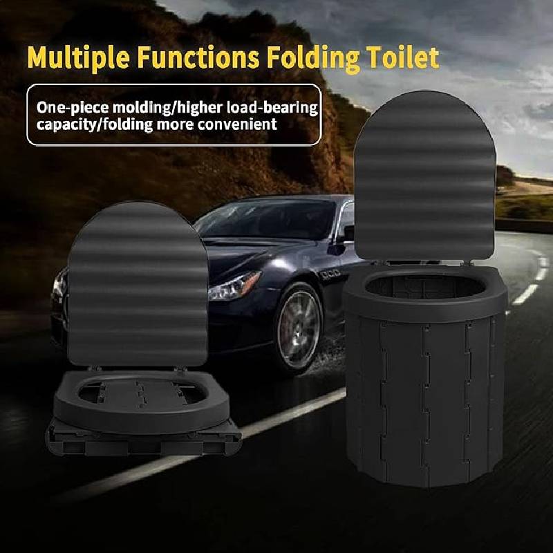 Toilette Portable de Camping WC-BK Pliable avec Couvercle - Noir - Image 4