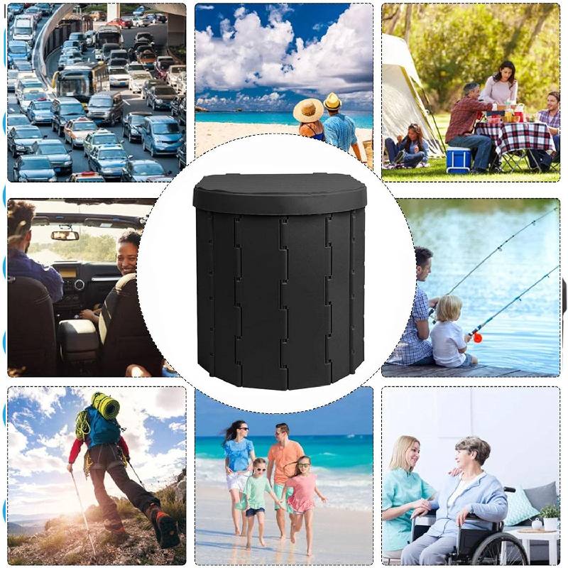 Toilette Portable de Camping WC-BK Pliable avec Couvercle - Noir - Image 5