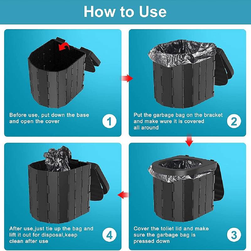 Toilette Portable de Camping WC-BK Pliable avec Couvercle - Noir - Image 7