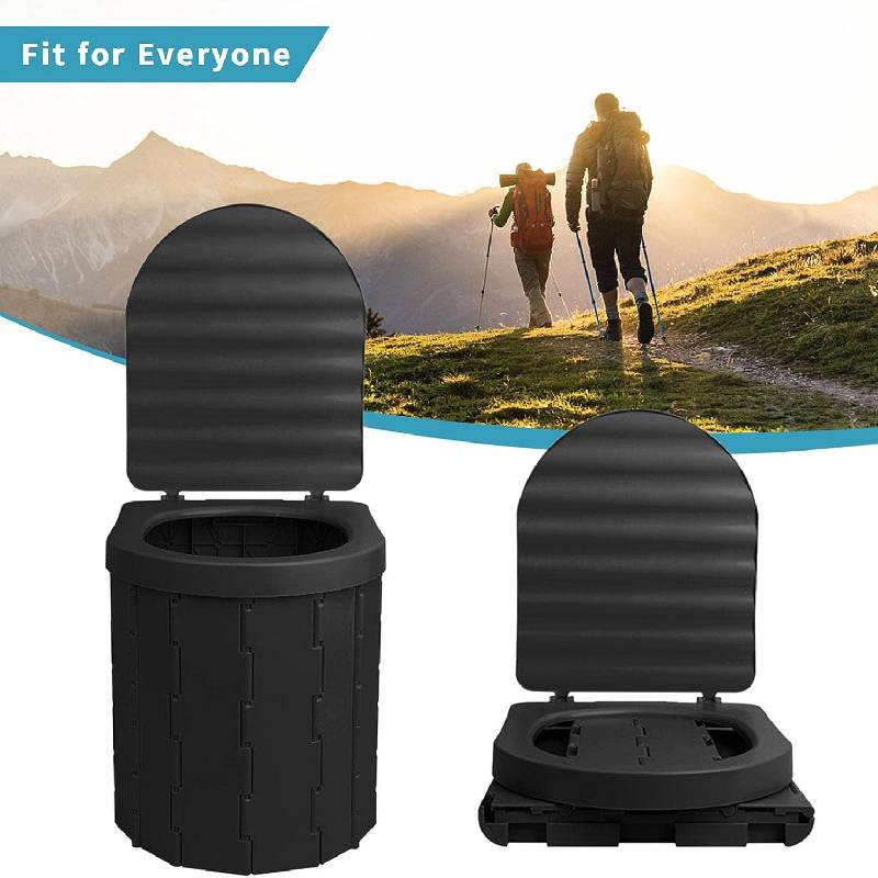 Toilette Portable de Camping WC-BK Pliable avec Couvercle - Noir - Image 3