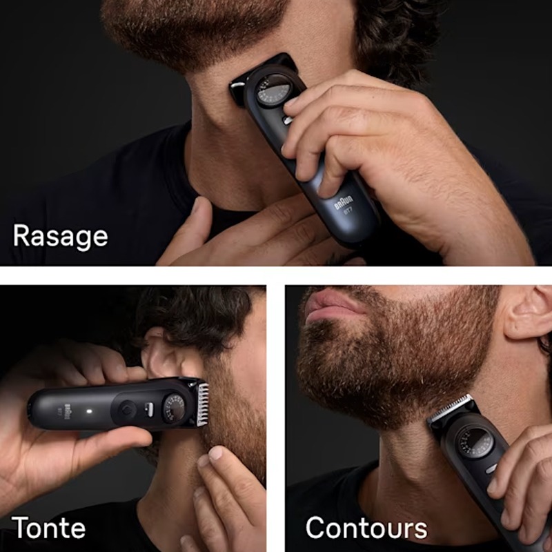 Tondeuse à Barbe 7en1 BRAUN Séries 7 BT7520 Rechargeable - Bleu&Noir - Image 5