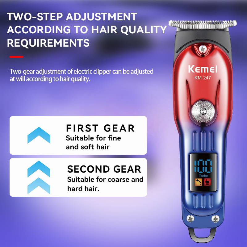 Tondeuse Cheveux KEMEI KM-247 Avec Écran LED - Bleu et Rouge - Image 4