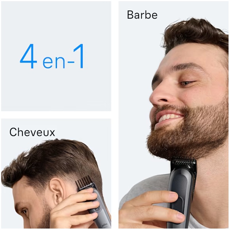 Tondeuse Multifonction 4EN1 BRAUN AIO3500 Rechargeable - Noir - Image 4