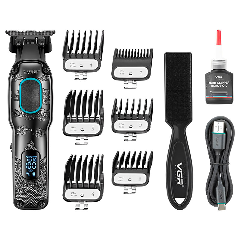 Tondeuse à Cheveux Pro Rechargeable VGR V-016 avec Afficheur - Noir