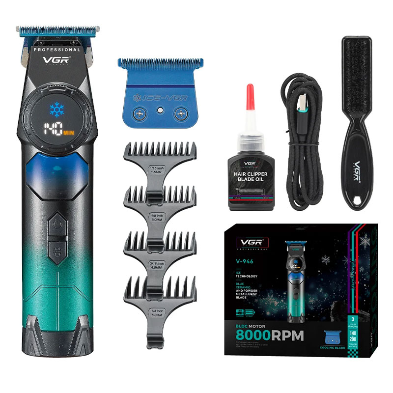 Tondeuse à Cheveux Pro Rechargeable VGR V-946 avec Afficheur - Noir