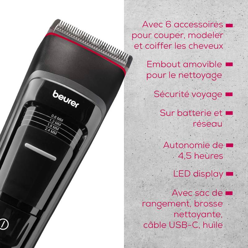 Tondeuse A Cheveux Rechargeable BEURER MN5X - Noir - Image 8