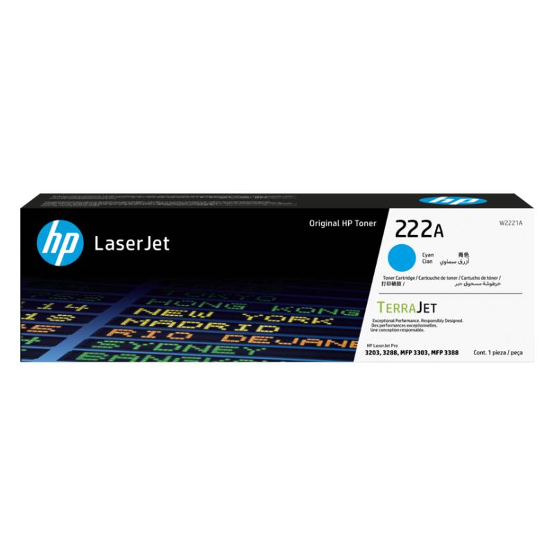 Toner LaserJet d'origine HP 222A - Cyan (W2221A)