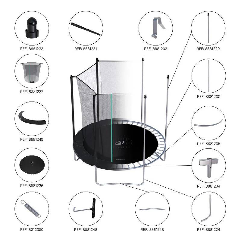 Trampoline Rond DOMYOS 240 cm avec Filet de Protection - Image 5