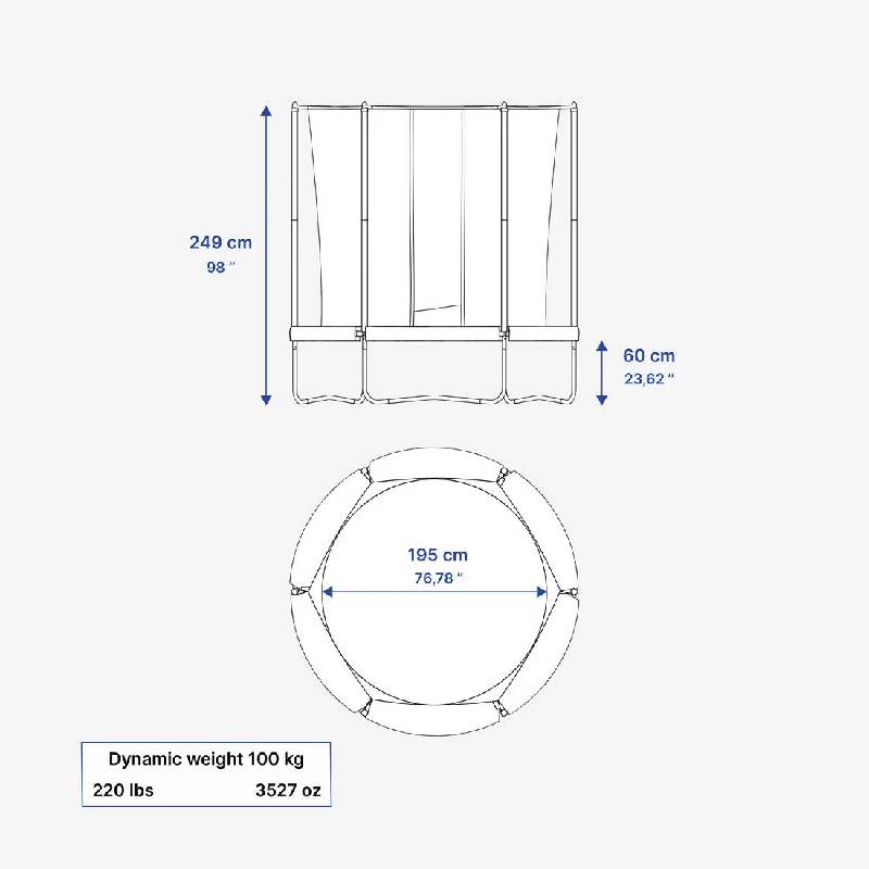 Trampoline Rond DOMYOS 240 cm avec Filet de Protection - Image 6