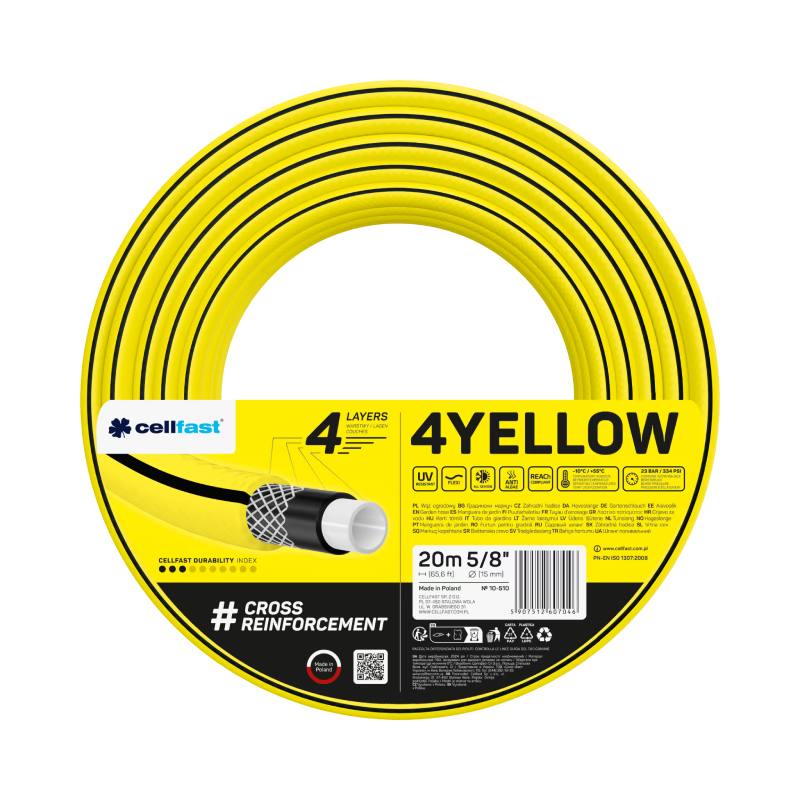 Tuyau d'arrosage CELLFAST  20M 4 Couche 5/8" - Jaune