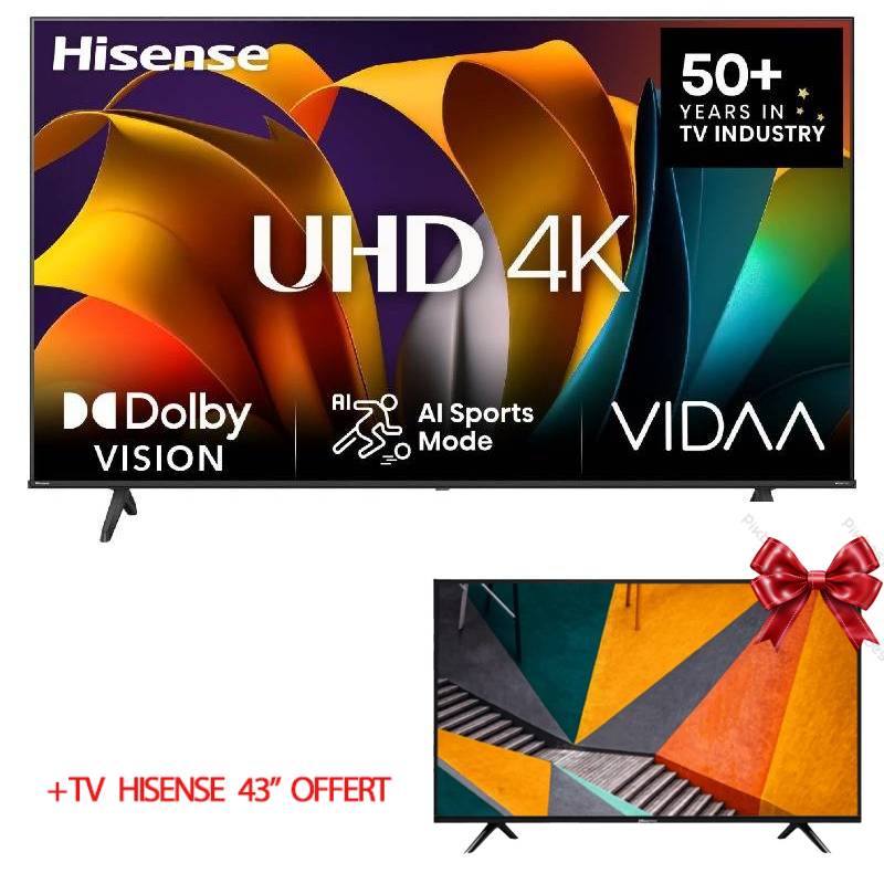 TV HISENSE 85″ Smart Série A6N LED 4K UHD - Noir 
