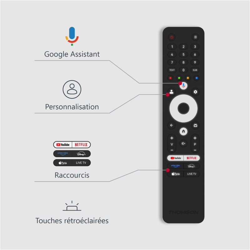 TV Thomson 55" 55QG7C14 QLED Pro Google Tv - Noir - Image 4