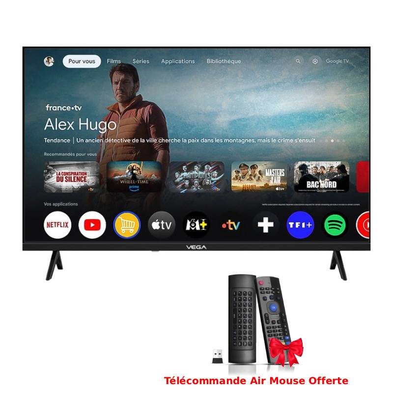 Tv VEGA 50" Smart Qled UHD 4K Avec Récepteur Intégré - Noir