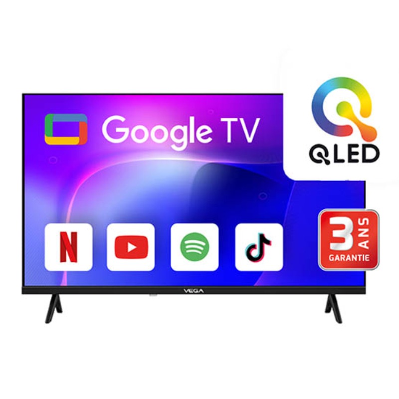 Tv VEGA 55" Smart Qled UHD 4K Avec Récepteur Intégré - Noir 
