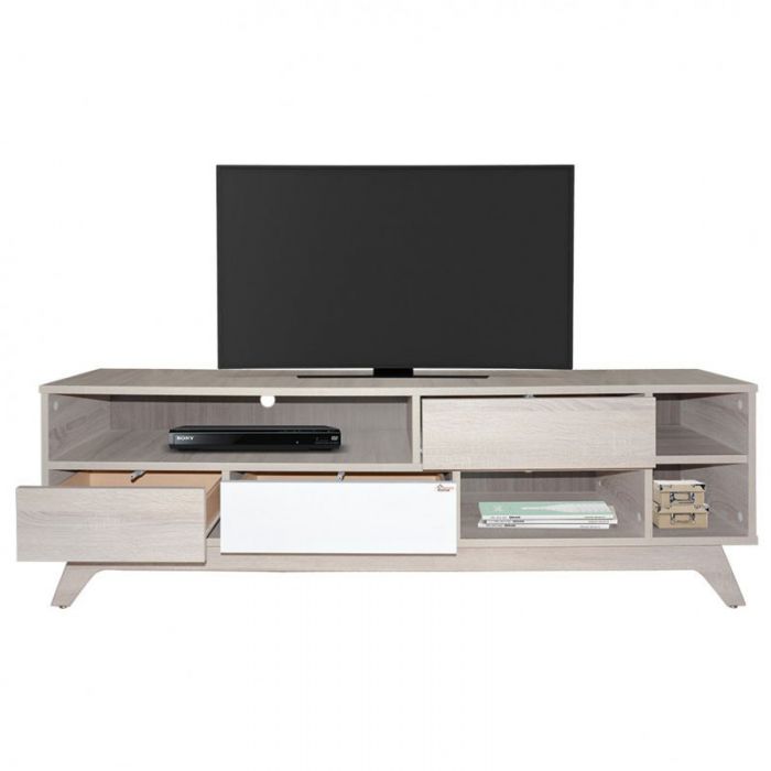 Table TV SOTUFAB MALMO - Chêne brut & Blanc - Image 2