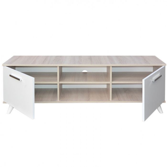 Table TV SOTUFAB JOY - Chêne brut & Blanc - Image 2
