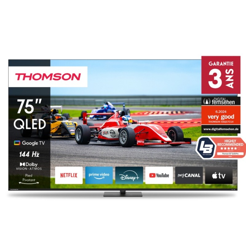 TV Thomson 75" 75QG7C14 QLED PRO UHD 4K  Google Tv - Noir