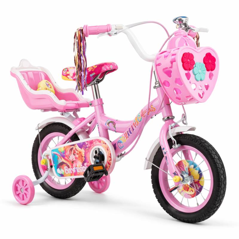 Vélo Pour fille YIBEIQI princesse 12 pouces - Rose clair