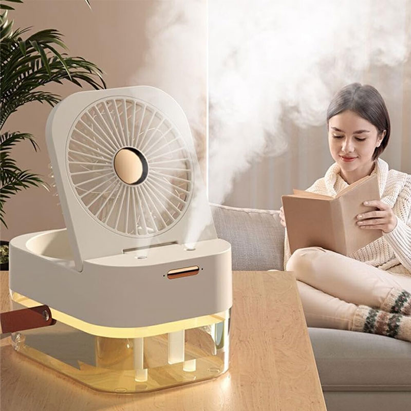 Mini Ventilateur Humidificateur Rechargeable Dual Spray - Blanc - Image 2