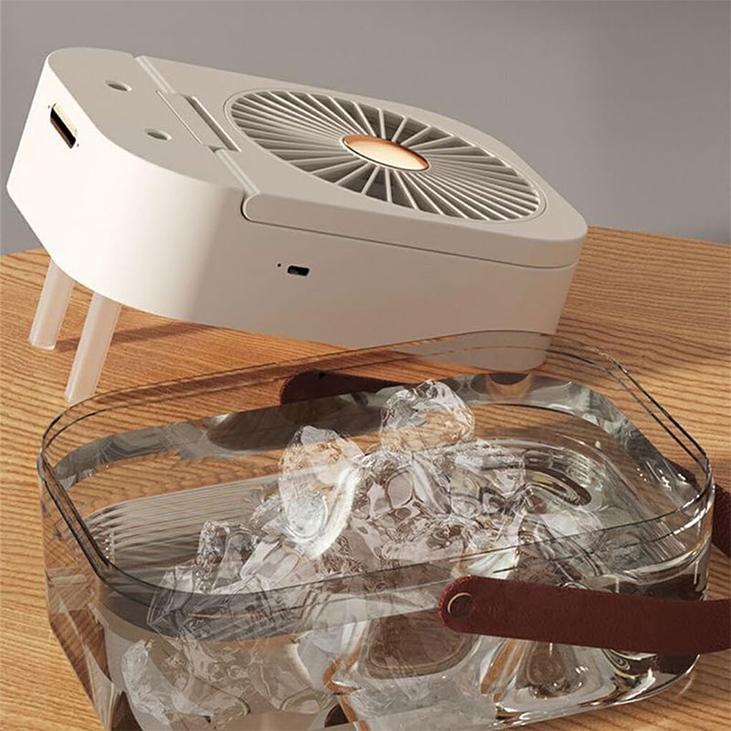Mini Ventilateur Humidificateur Rechargeable Dual Spray - Blanc - Image 3
