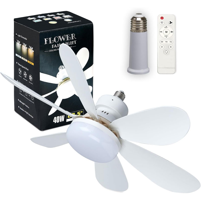 Ventilateur de Plafond avec éclairage Flower Fan 40W - Blanc