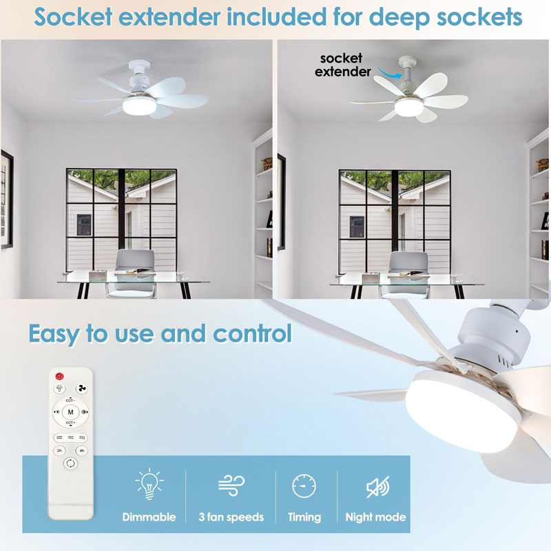 Ventilateur de Plafond avec éclairage Flower Fan 40W - Blanc - Image 3