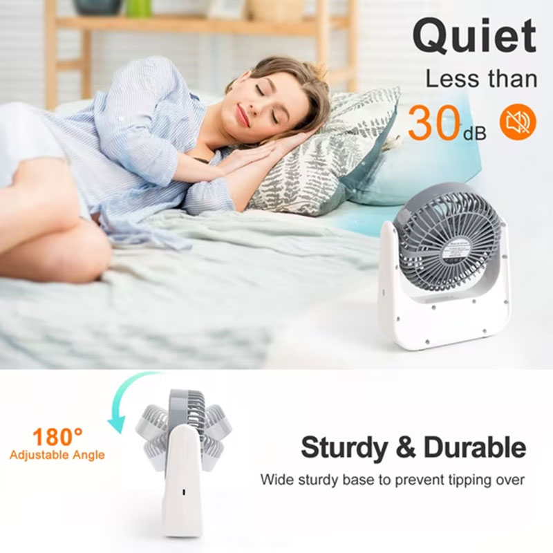Ventilateur Solaire Portable avec Lampe LED EP-608 - Blanc - Image 3