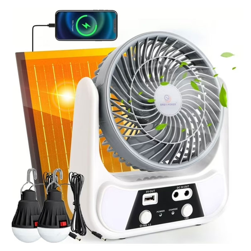 Ventilateur Solaire Portable avec Lampe LED EP-608 - Blanc